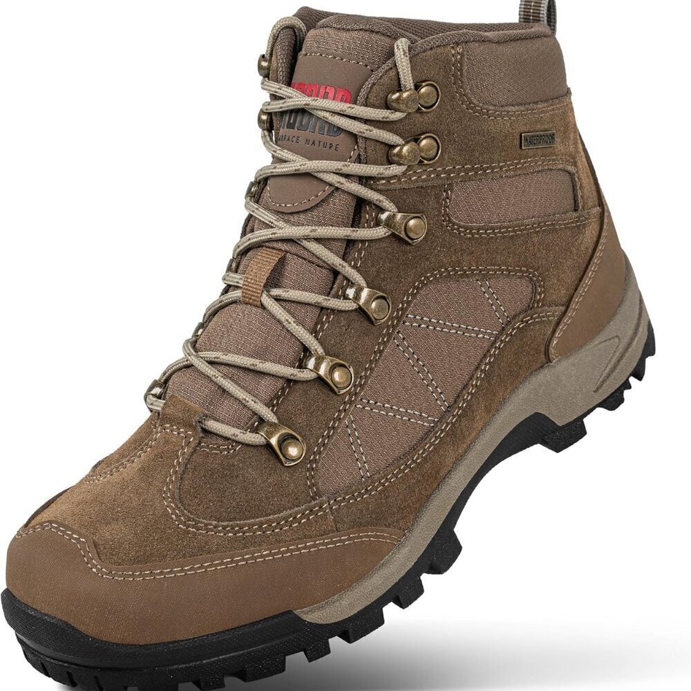 Womens Waterproof Hiking Boots Suede Leather Trail Trekking Camping Shoes